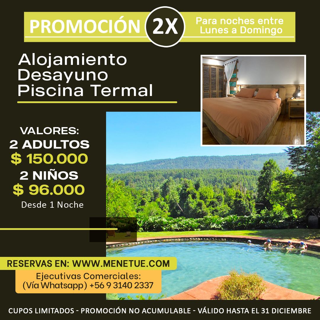 Promoción 2X Alojamiento con Piscina Termal - Diciembre