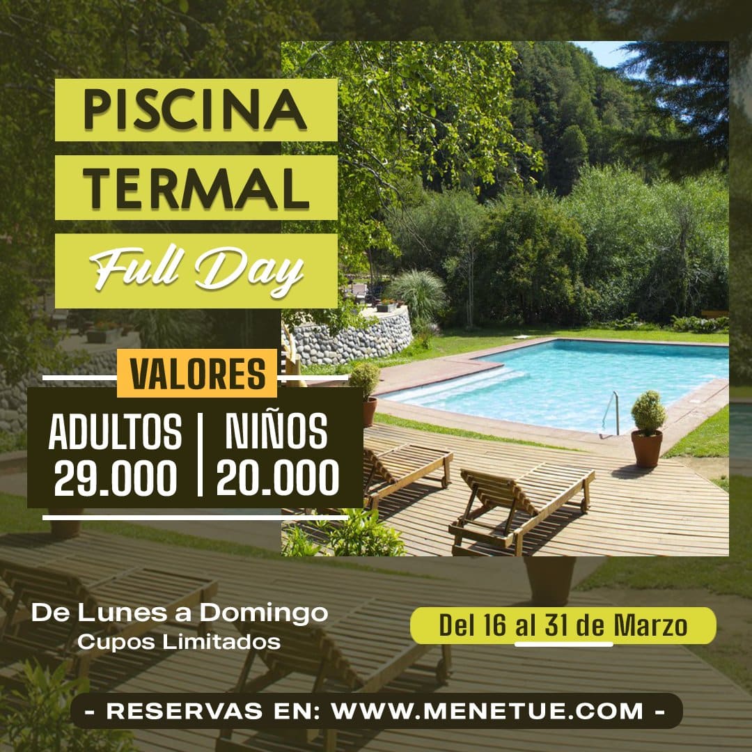 Ticket Piscina Lunes a Domingo – Full Day - Marzo (del 16 al 31)